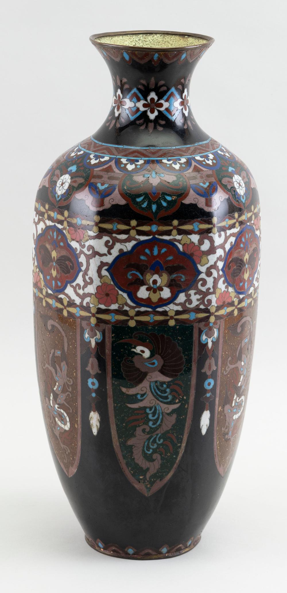 Appraisal: JAPANESE CLOISONN ENAMEL VASE CIRCA HEIGHT JAPANESE CLOISONN ENAMEL VASE