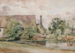 Appraisal: Thomas Churchyard - - Horses watering by a cottage watercolour