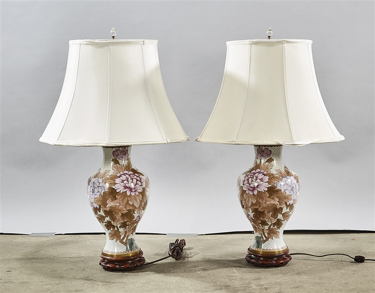 Appraisal: Pair of Chinese cloisonne lamps x overall each approx