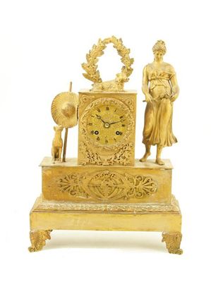 Appraisal: A mid th century French gilt metal mantel clock the