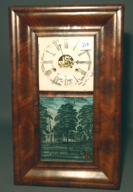 Appraisal: Mahogany ogee clock by E C Brewster with thirty-hour works