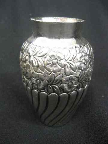 Appraisal: European Silver Bud Vase elaborate floral swirl fine '' tall