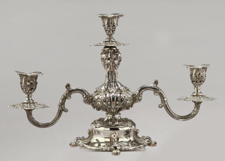 Appraisal: Reed and Barton Pierced Silverplate Three-Light Candelabrum first quarter th