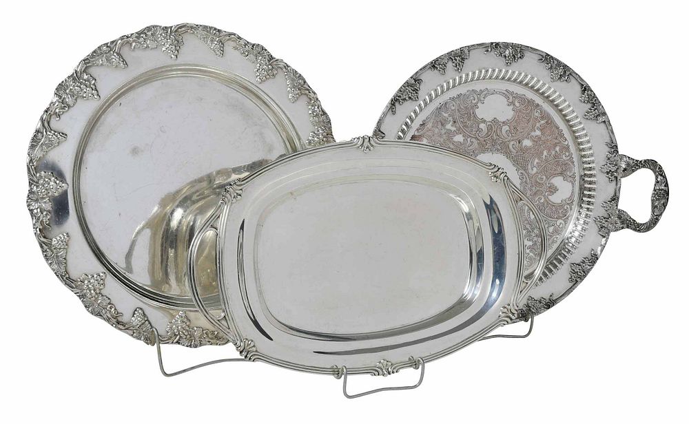 Appraisal: Eight Silver Plate Trays th century including rectangular or oval