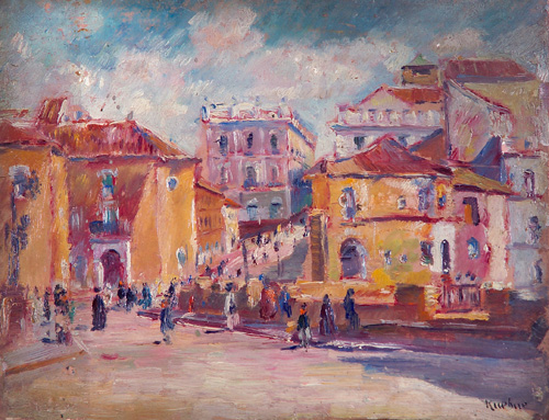 Appraisal: Max Kuehne German-American - View of a Town Square Spain