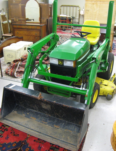 Appraisal: JOHN DEERE GARDEN TRACTOR WITH FRONT-END LOADER hp Kawasaki liquid