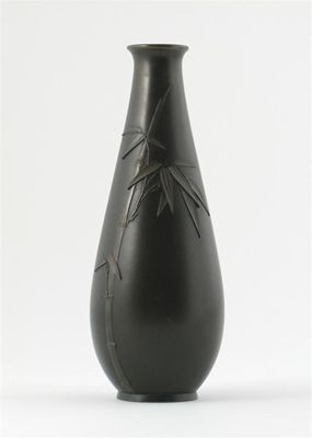 Appraisal: A Japanese bronze slender ovoid vase crisply cast with a