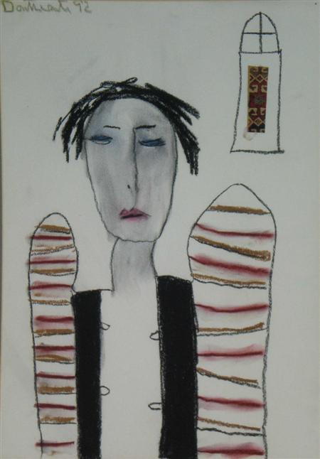 Appraisal: PAT DOUTHWAITE SCOTTISH - FIGURE BY A WINDOW Signed and