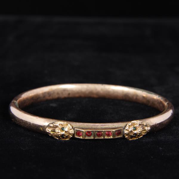 Appraisal: Victorian gold filled hinged bracelet with garnet jewels and embossed