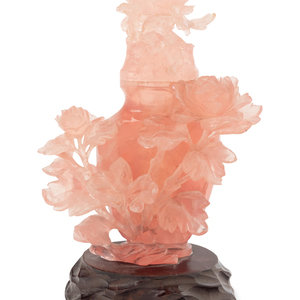 Appraisal: A Chinese Export Carved Rose Quartz Covered Vase th Century