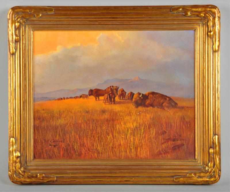 Appraisal: Oil on Canvas Buffalo Landscape by Bill Chappell Description x