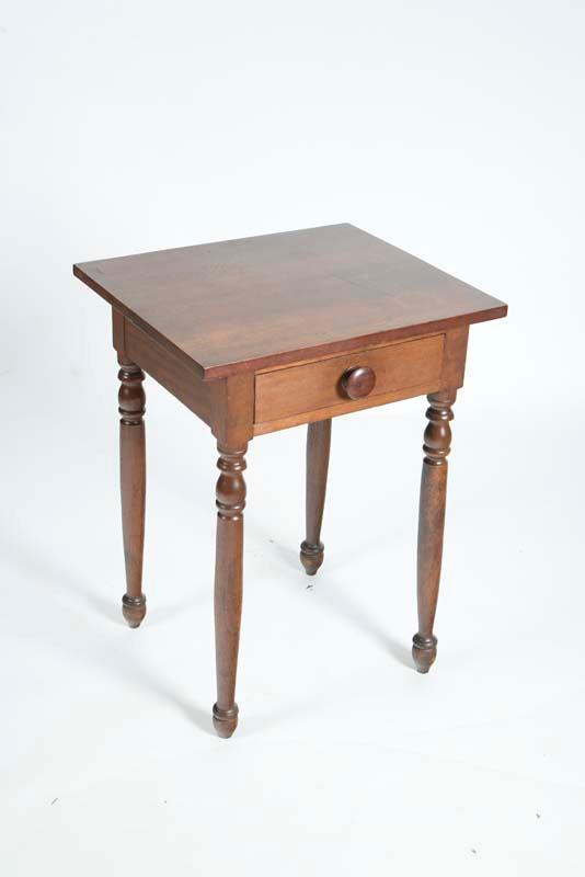 Appraisal: ONE DRAWER STAND Cherry with a wooden pull and turned