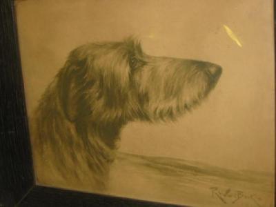 Appraisal: RUBEN WARD BINKS Portrait of a Wolfhound signed en grisaille