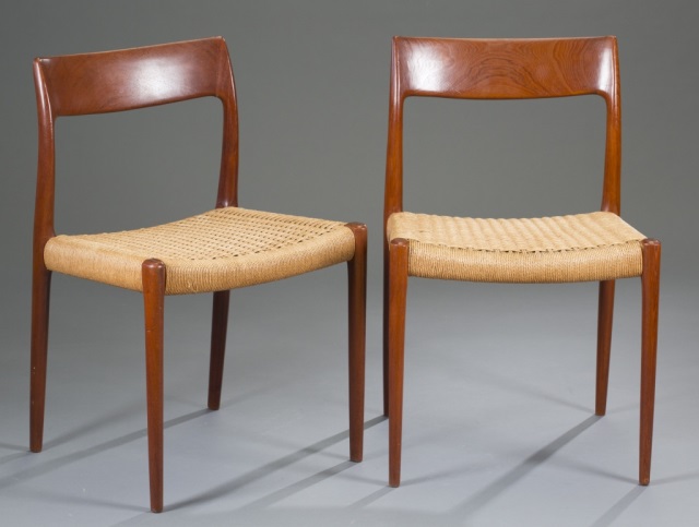 Appraisal: Pair of Teak Moller Side Chairs Model H x W