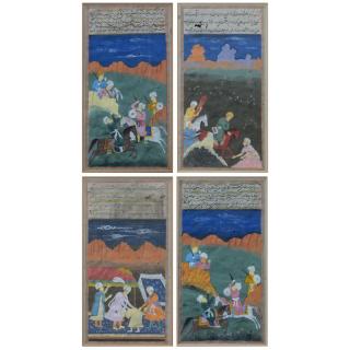 Appraisal: Four Persian Miniature Paintings on Paper Four Persian Miniature Paintings