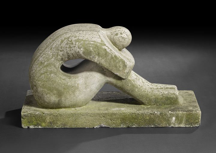 Appraisal: Follower of Henry Moore English - Crouched Nude Figure cast