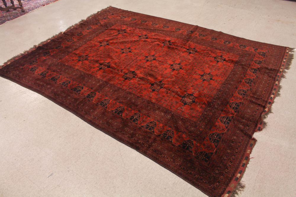 Appraisal: HAND KNOTTED AFGHAN TRIBAL BELOUCH CARPET stylized floral and small