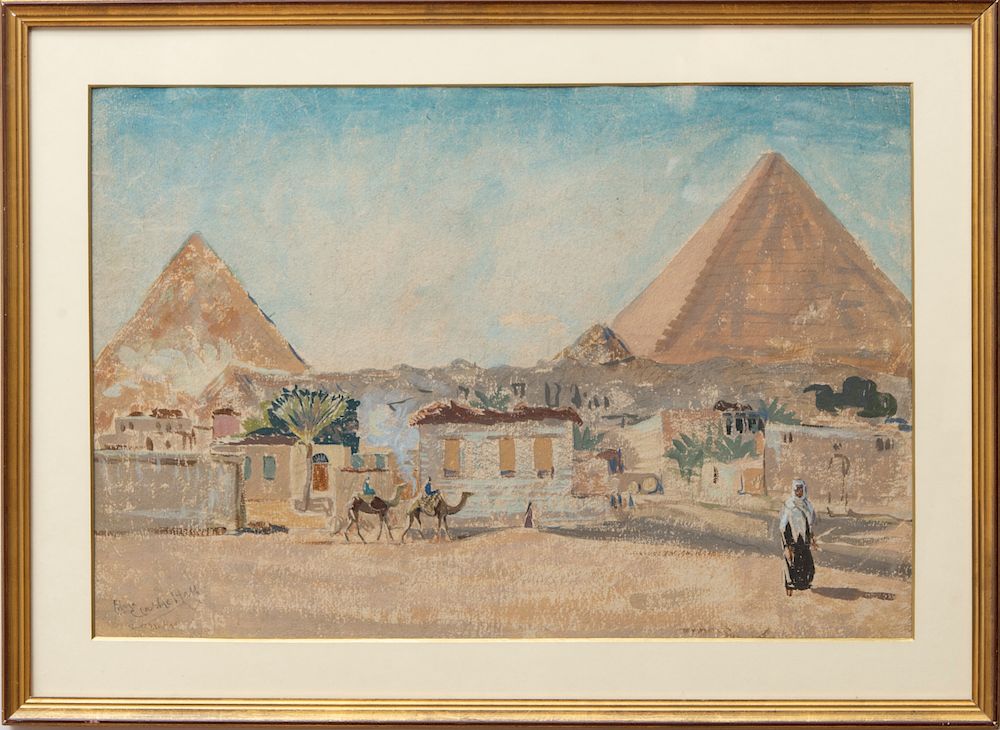 Appraisal: Edna Clarke Hall - The Pyramids Gouache and watercolor on