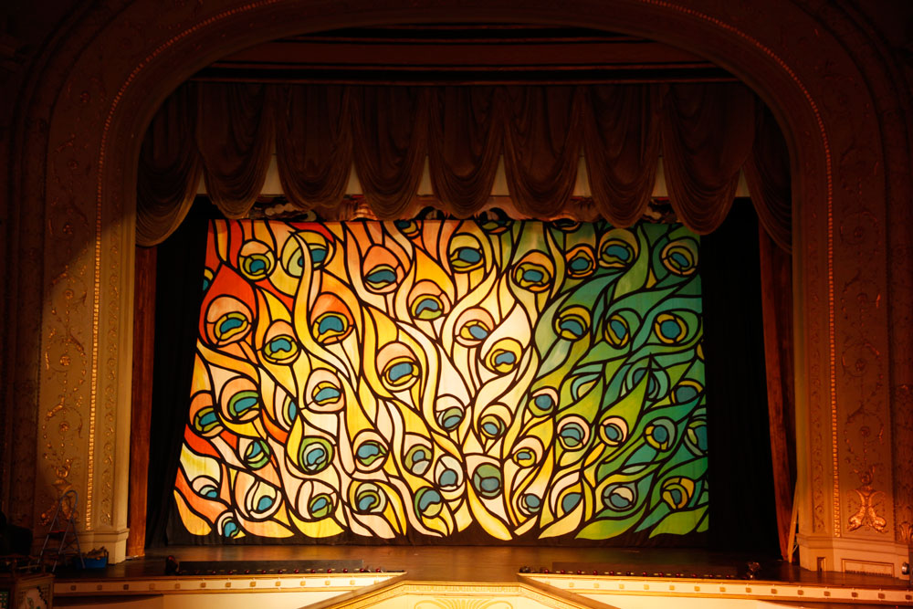 Appraisal: - Peacock Feathers Curtain Backdrop Peacock Feathers curtain backdrop hand