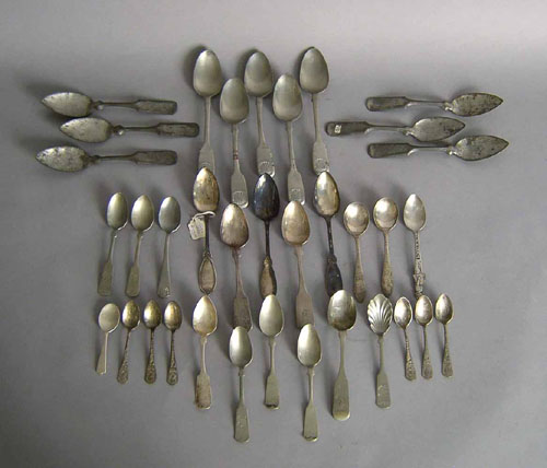 Appraisal: Group of silver plate and pewter spoons