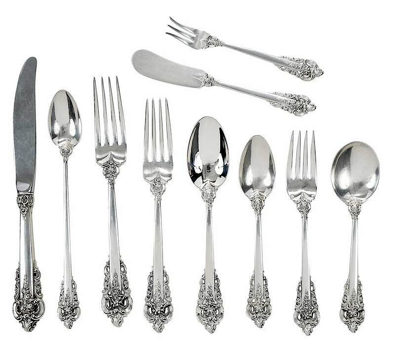 Appraisal: Grand Baroque Sterling Flatware Pieces American th century including twelve