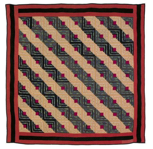 Appraisal: Amish log cabin quilt early th c with brown and