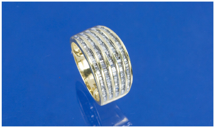 Appraisal: ct Gold Diamond Ring Set With Five Rows Of Baguette