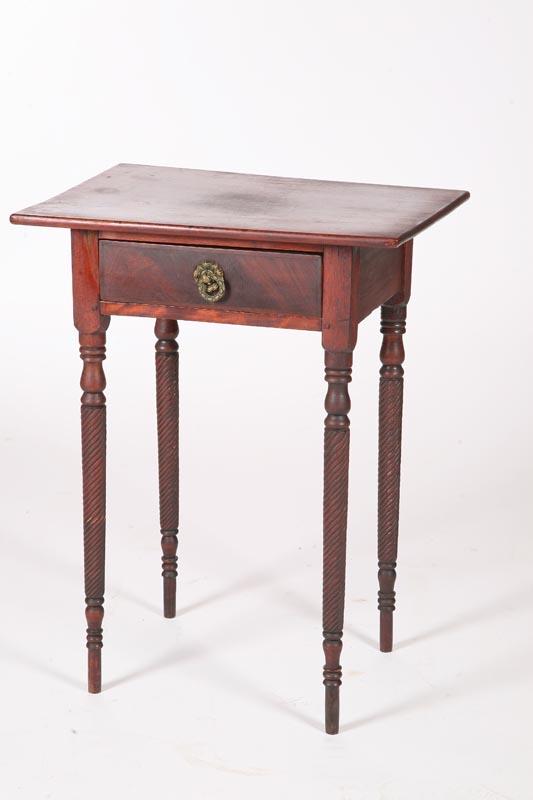 Appraisal: SHERATON ONE-DRAWER STAND New England - birch mahogany and pine