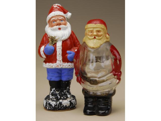 Appraisal: Lot Two Santa Candy Containers Includes molded glass Santa with