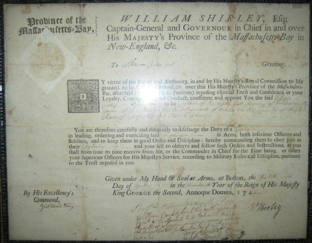 Appraisal: SHIRLEY WILLIAM Partly-printed Document Signed WShirley as Colonial Governor military