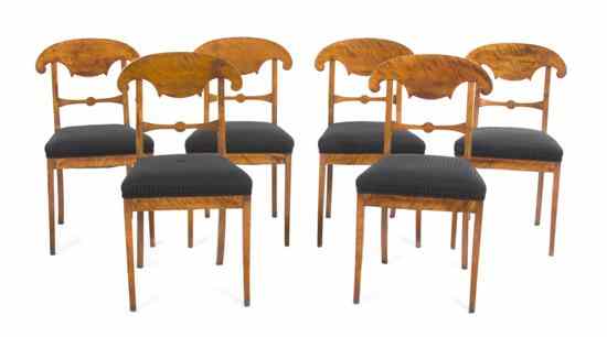 Appraisal: A Set of Six Biedermeier Side Chairs each having a