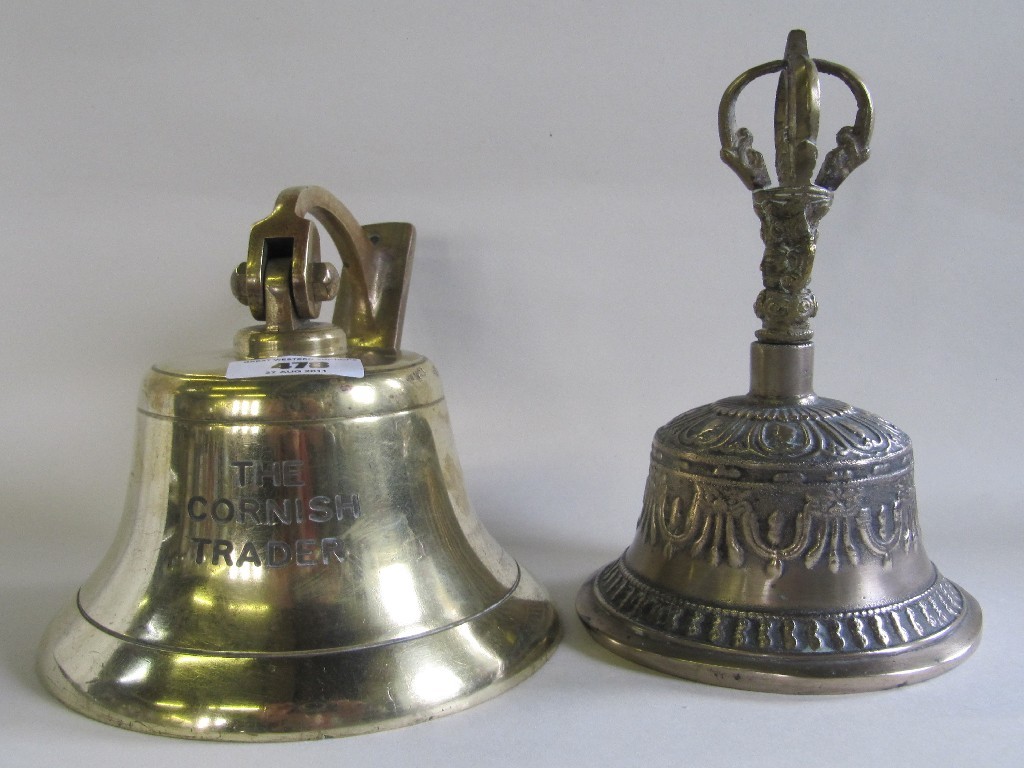 Appraisal: Brass bell 'The Cornish Trader' and another bell