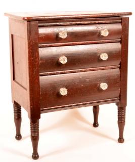 Appraisal: PA Sheraton Softwood Miniature Chest of Drawers Pennsylvania Sheraton Softwood