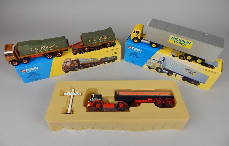 Appraisal: Three Corgi articulated vehicles a limited edition Bedford KM platform