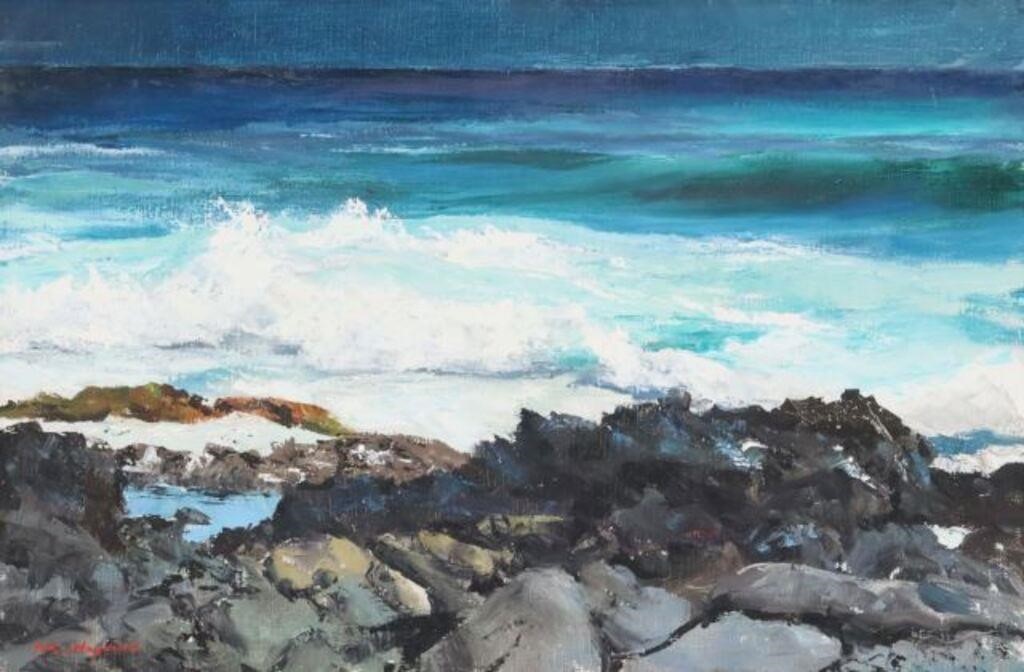 Appraisal: Framed oil on canvas painting Seascape signed lower left Peter