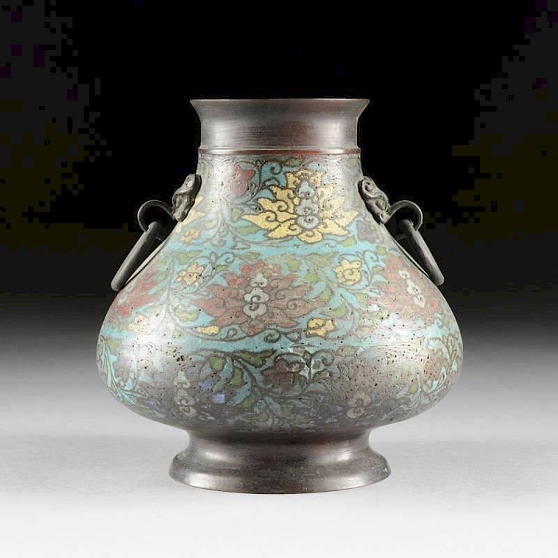 Appraisal: A CHINESE ARCHAISTIC STYLE CLOISONN BRONZE VASE POSSIBLY TH CENTURY