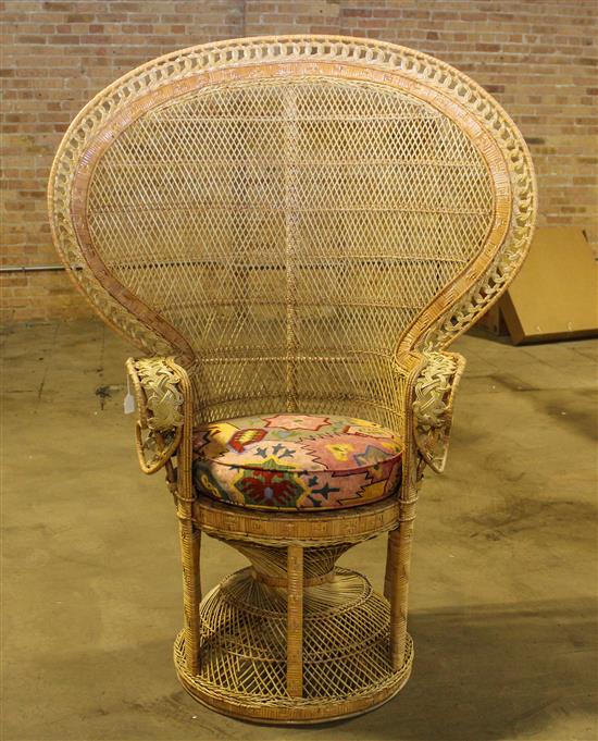 Appraisal: Sale Lot A Victorian Style Wicker Armchair th century Height