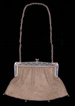 Appraisal: German Silver Mesh Bag circa Fancy Victorian evening bag Body