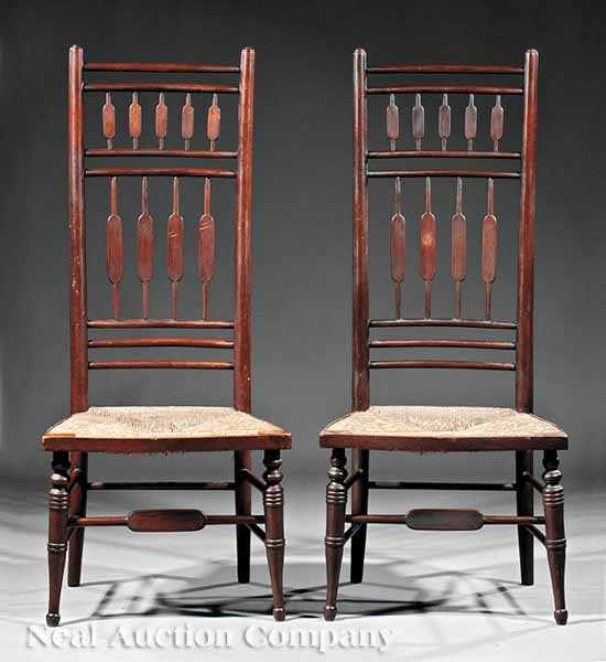 Appraisal: A Rare Pair of American Art Furniture Mahogany Side Chairs