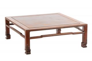 Appraisal: Chinese Carved Wood Kang Style Low Table Chinese hardwood Kang