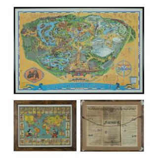 Appraisal: A Framed Mickey Mouse 'Race Around the World' Map by