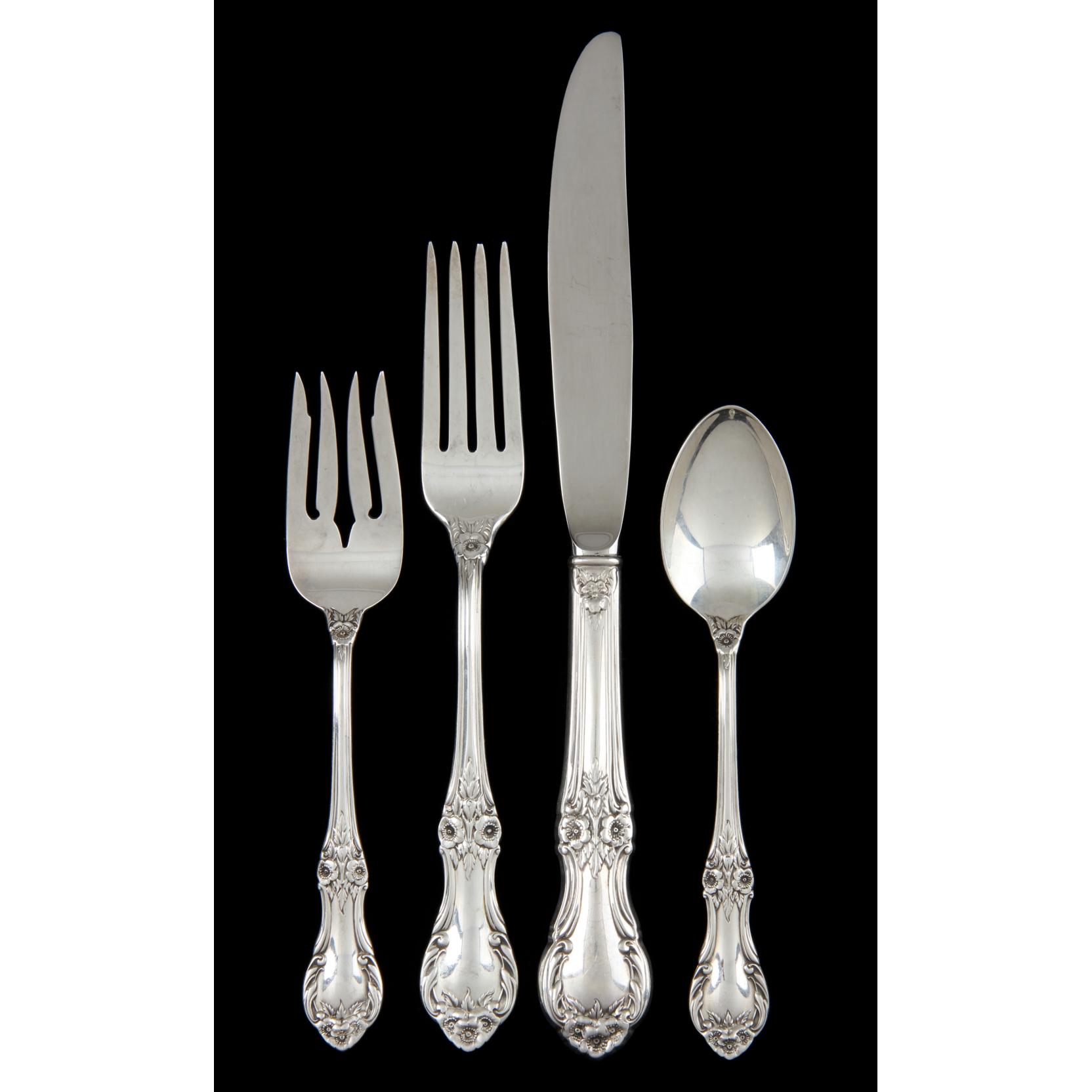 Appraisal: International Wild Rose Sterling Silver Flatware Service pieces service for