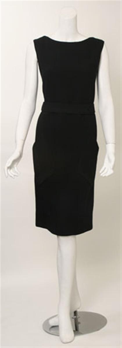 Appraisal: Norman Norell black shift dress s Wool crepe sleeveless tailored