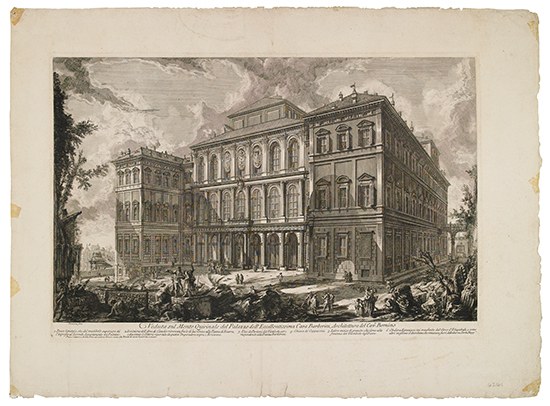 Appraisal: GIOVANNI B PIRANESI Veduta sul Monte Quirinale del Palazzo dell'Eccellentissima