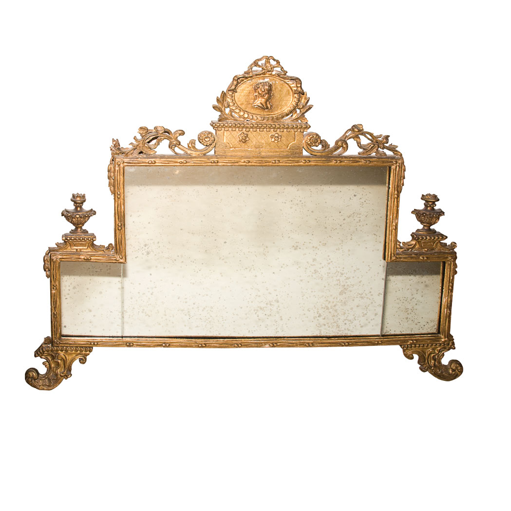 Appraisal: Italian Neoclassical Style Style Gilt-wood Overmantel Mirror Height inches width