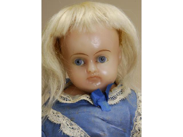 Appraisal: Wax Child with Glass Eyes Germany ca reinforced wax shoulder