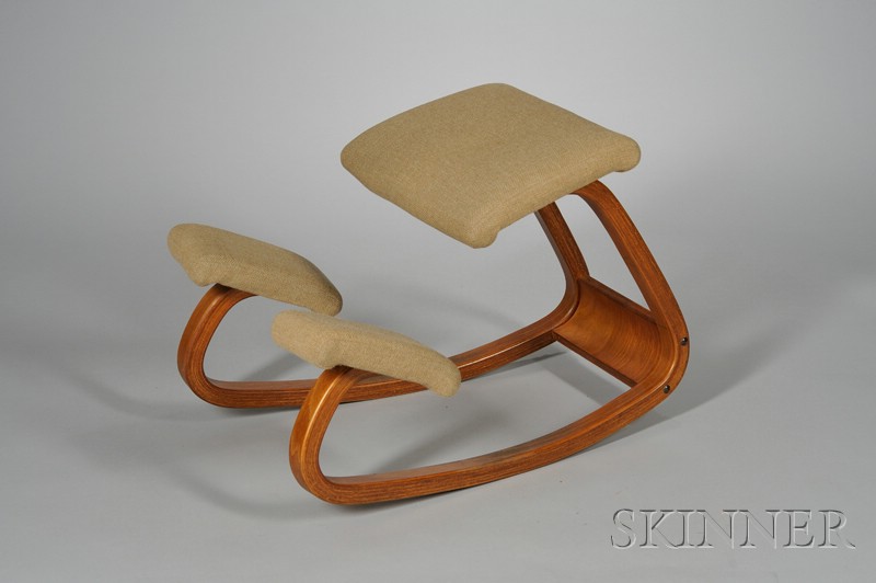 Appraisal: Balens Upholstered Laminated Bentwood Variable Seat Peter Opsik Norway metal