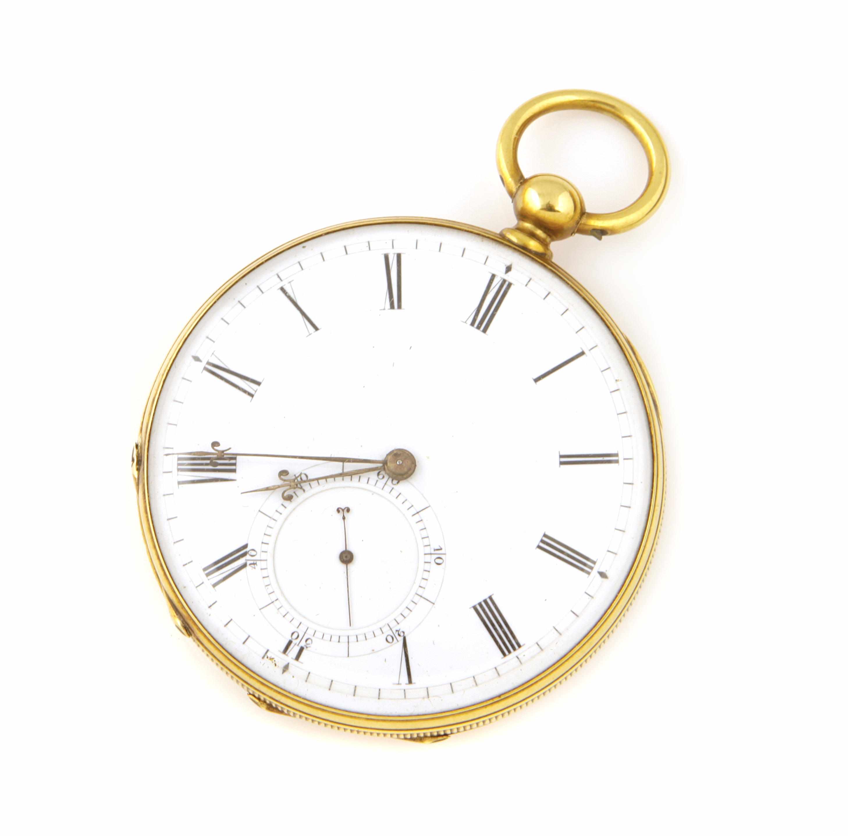 Appraisal: An k gold open face pocket watch JC Ledmole diameter