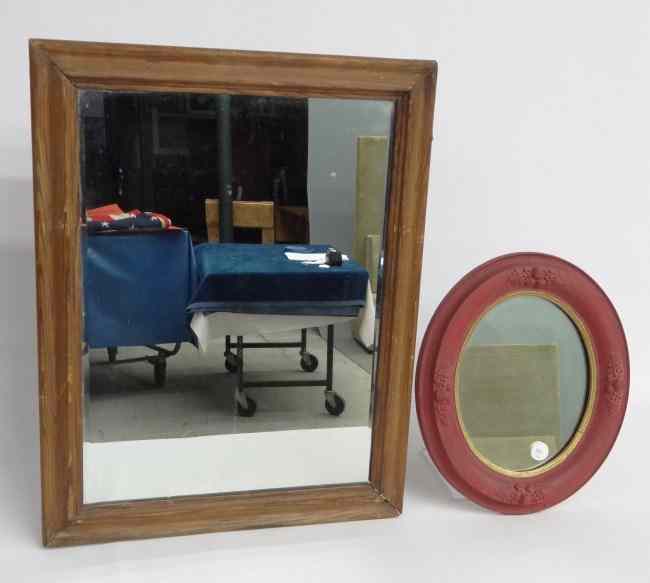 Appraisal: Pine mirror '' x '' along with red painted Victorian