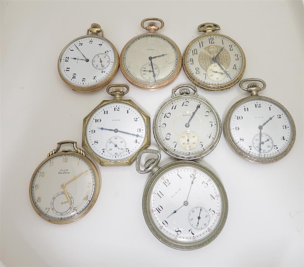 Appraisal: Vintage and antique Elgin open-face pocket watches gold and silver